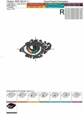 Ornate Eye Machine Embroidery Design - 6 sizes