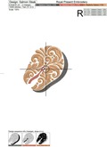 Ornate Salmon fish steak Machine Embroidery Design - 3 sizes