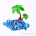 Ornate Tropical Island Machine Embroidery Design - 5 sizes
