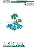 Ornate Tropical Island Machine Embroidery Design - 5 sizes