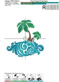 Ornate Tropical Island Machine Embroidery Design - 5 sizes