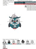 Cartoon Owl Sailor Machine Embroidery Design - 4 sizes