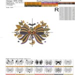 Nœud d’Halloween avec citrouille et chauve-souris – motif de broderie machine, 4 tailles