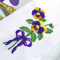 Pansies with a bow Machine Embroidery Design - 3 sizes