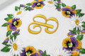 Pansies with daisies wreath Machine embroidery design - 2 sizes