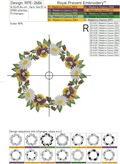 Pansies with daisies wreath Machine embroidery design - 2 sizes