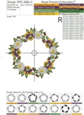 Pansies with daisies wreath Machine embroidery design - 2 sizes