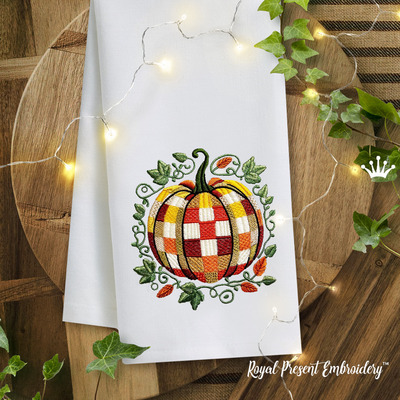 Patchwork Pumpkin machine embroidery design