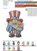 Patriotic American Gnome Machine Embroidery Design - 4 sizes