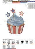 Patriotic Cupcake with Stars - 4 sizes