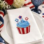 Patriotic Cupcake with Stars Machine Embroidery Design - 4 sizes