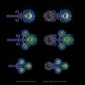 Peacock feather buttonholes