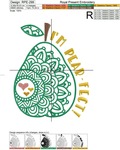 Pear Mandala machine embroidery design - 3 sizes
