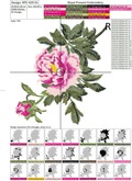 Pink Peony branch Machine Embroidery Design - 2 sizes