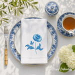 Motif de broderie machine Fleur de pivoine bleue