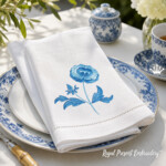 Motif de broderie machine Fleur de pivoine bleue