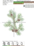 Pine branches with cones Machine embroidery designs