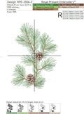 Pine branches with cones Machine embroidery designs