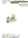 Pine branches with cones Machine embroidery designs