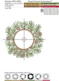 Pine tree with cones frame machine embroidery design - 5 sizes