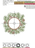 Pine tree with cones frame machine embroidery design - 5 sizes