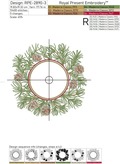 Pine tree with cones frame machine embroidery design - 5 sizes