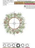 Pine tree with cones frame machine embroidery design - 5 sizes