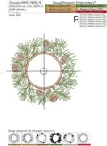 Pine tree with cones frame machine embroidery design - 5 sizes
