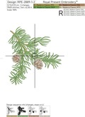 Pine tree with cones machine embroidery designs set - 2 sizes