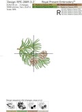 Pine tree with cones machine embroidery designs set - 2 sizes