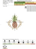 Pineapple with frame Machine Embroidery Design - 5 sizes