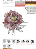 Pink Peony Machine Embroidery Design - 7 sizes