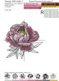 Pink Peony with Leaves Machine Embroidery Design - 7 sizes
