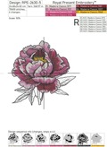 Pink Peony with Leaves Machine Embroidery Design - 7 sizes