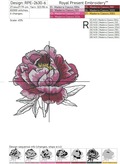 Pink Peony with Leaves Machine Embroidery Design - 7 sizes