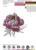Pink Peony with Leaves Machine Embroidery Design - 7 sizes