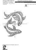 Pisces zodiac sign Machine Embroidery Design - 6 sizes