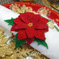 Poinsettia Christmas Star Napkin Ring FSL Machine Embroidery Design