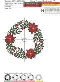Poinsettia Wreath Christmas Machine Embroidery Design - 3 sizes