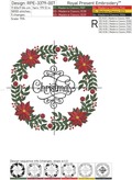 Poinsettia Wreath Super Set Machine Embroidery Designs - 7 sizes
