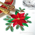 Poinsettia and Bumps Corner Machine Embroidery Design