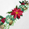 Poinsettia border with winter cones Machine Embroidery Design - 4 sizes