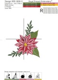 Poinsettia bouquet Corner Machine Embroidery Design - 3 sizes