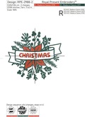 Poinsettia with Christmas inscription Machine Embroidery Design - 2 sizes