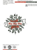 Poinsettia with Ho-Ho-Ho inscription Machine Embroidery Design - 2 sizes