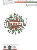 Poinsettia with Ho-Ho-Ho inscription Machine Embroidery Design - 2 sizes