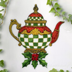 Christmas checkered Teapot with Holly - 3 sizes