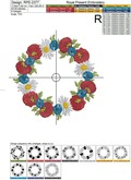 Poppies, Daisies, Cornflowers Wreath Machine Embroidery Design - 2 sizes