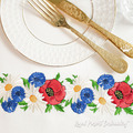 Poppies in a summer bouquet border Machine embroidery design - 5 sizes