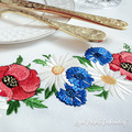 Poppies in a summer bouquet border Machine embroidery design - 5 sizes